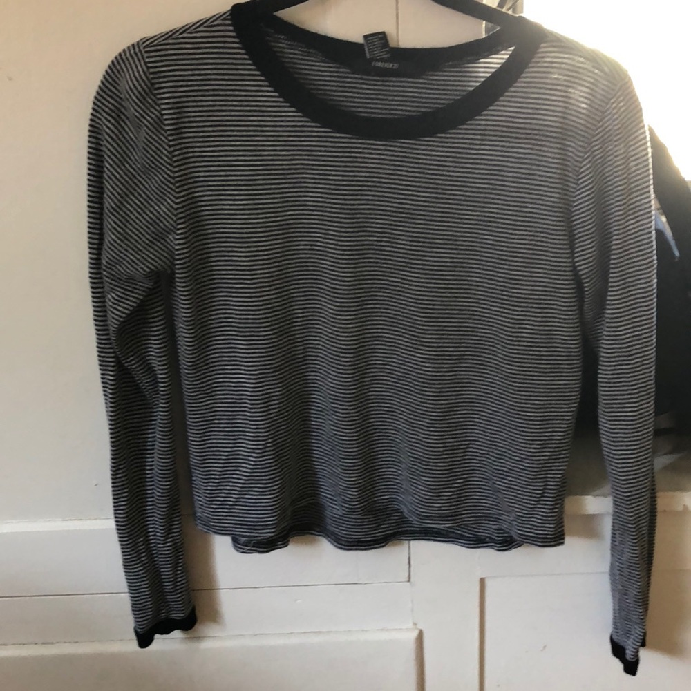 Black and white striped crop top.